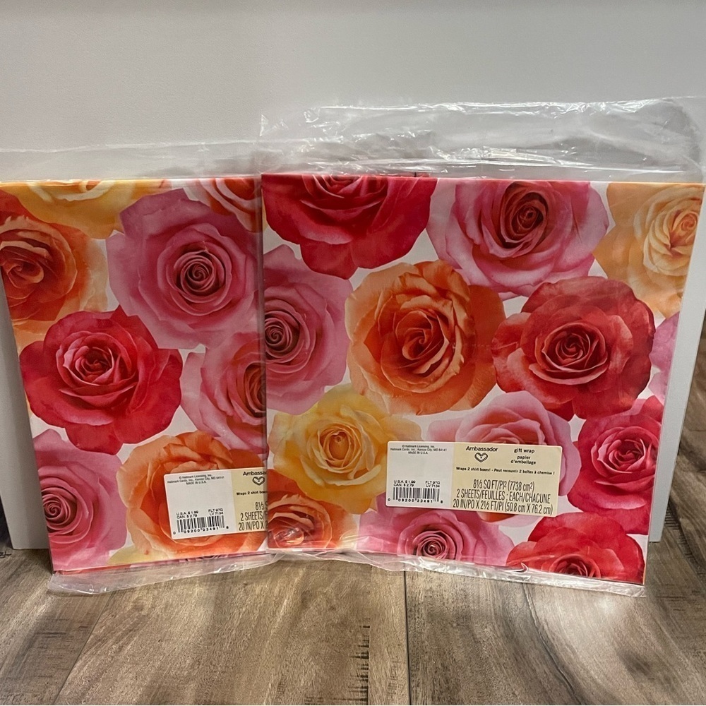 Vintage Hallmark Roses Wrapping paper, lot of 2 sealed